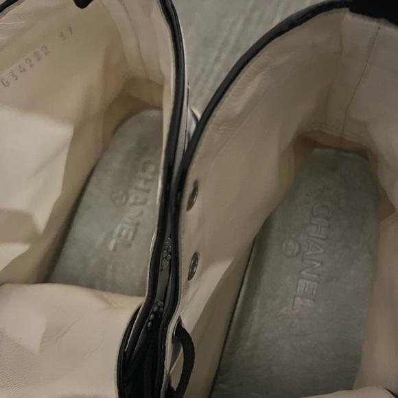 Chanel Fabric High Top Sneakers Sz 37 Authentic - Picture 7 of 9